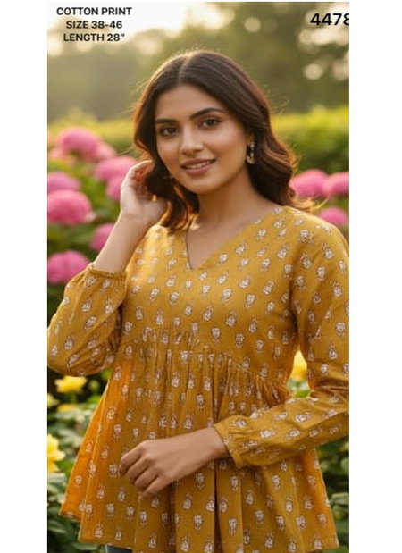 Naisha K 323 Cotton Print Casual Wear Short Top Wholesale Clothing Distributors In India  